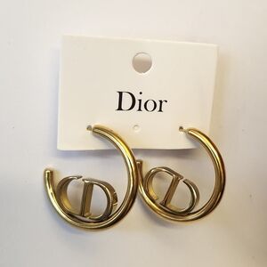 Dior Gold Logo Hoop Earrings